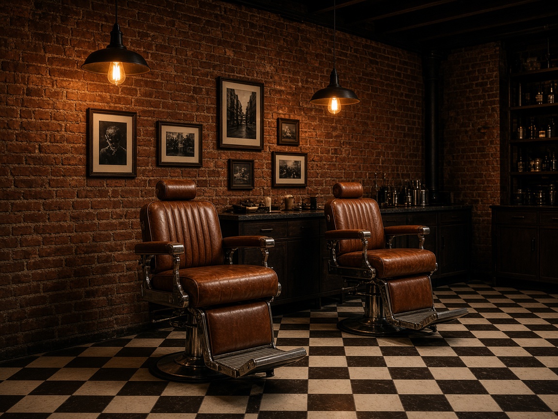 Interior da barbearia Fiel